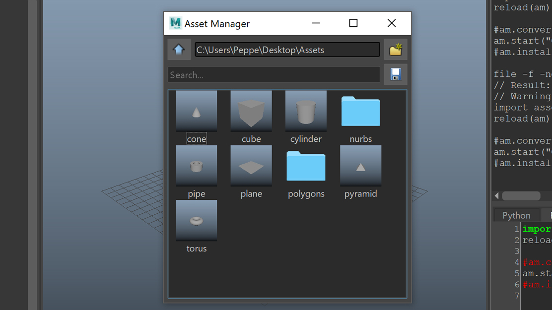An asset manager script developed in Python+Pyside for maya 2016/2017. Download <a href='https://www.highend3d.com/maya/script/free-asset-manager-for-maya'>here</a>