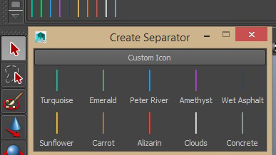 This script gives you the ability to create colorful separators in the current shelf tab. After creating a separator you can double-click it to create another one. Download <a href='https://www.highend3d.com/maya/script/shelf-separator-for-maya'>here</a>